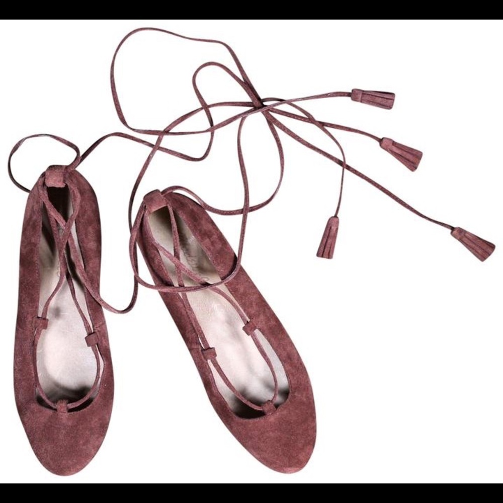 Madewell Rust Inga Lace Up Flats